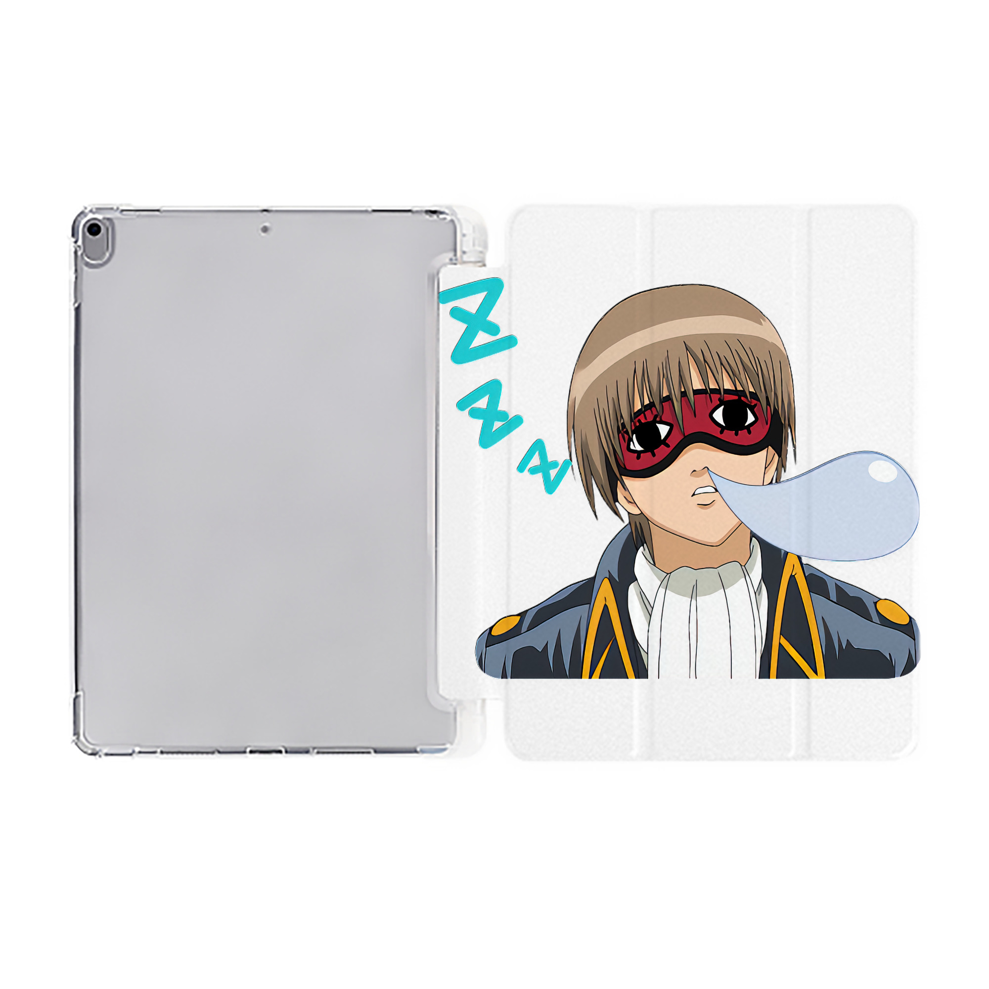 ぎんたま 坂田銀時（さかたぎんとき） 神楽 志村新八（しむら しんぱち） GINTAMA Sakata Gintoki Kagura Shimura Shinpachi IPad ケース ペン収納付き 三つ折りスタンド PUレザー×シリコン 対応機種9.5/10.5/10.9インチ